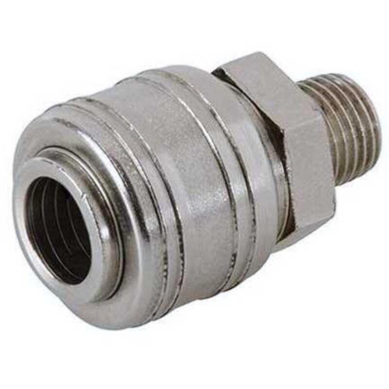 Silverline – Coupleur rapide 14 mâle pour compresseur – Filetage plomberie – Matériau durable – Connexion rapide pour systèmes pneumatiques