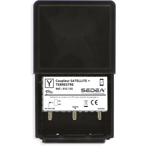 Sedea – Coupleur satellite et terrestre TNT à 2 entrées 1 sortie – Filtre 5G LTE 700 – Boîtier étanche pour intérieur extérieur – Connecteurs type F