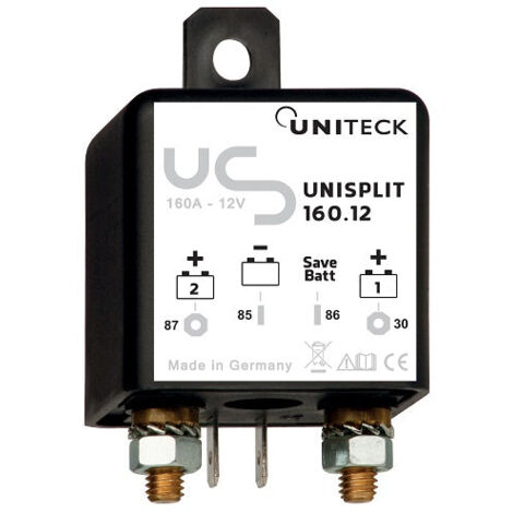 Coupleur-séparateur intelligent 160A 12V – Évite l'auto-décharge – Pour batteries au plomb – Dimensions 77x46x16mm – Uniteck