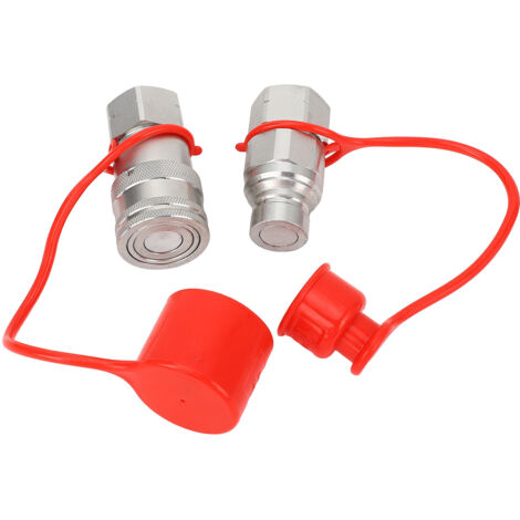 Coupleurs hydrauliques à face plate avec capuchons de protection, filetage NPT 3/4, pour chargeurs à direction articulée, 2 pièces, 5076 PSI, connexion facile à une main