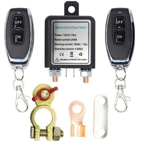 ‌Coupure de Batterie Automobile 12V Télécommandée - Interrupteur Isolateur avec 2 Télécommandes, pour Sécurité et Entretien‌