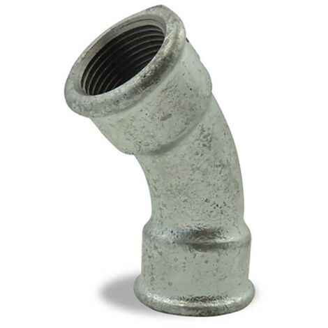 Courbe à grand rayon 45° femelle femelle galvanisée en fonte malléable 3/4''