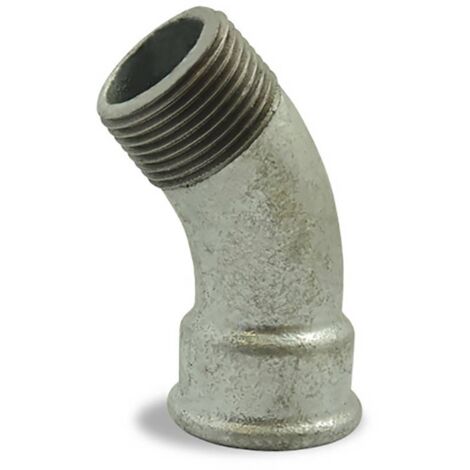 Courbe à grand rayon à 45° male femelle galvanisée en fonte malléable 3/4''