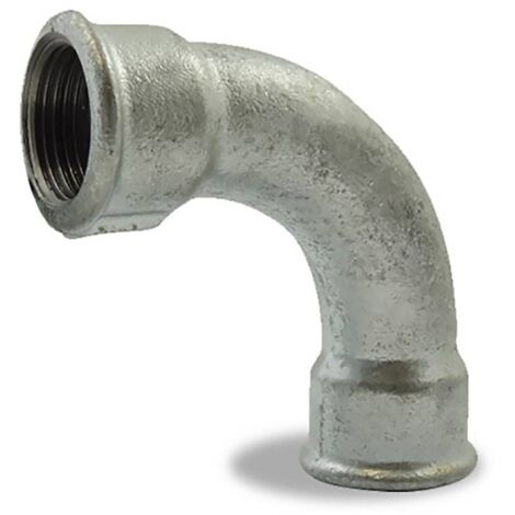 Courbe à grand rayon à 90° femelle femelle, galvanisée, en fonte malléable 3/8''