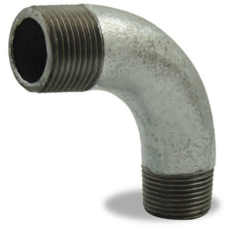 Courbe à grand rayon à 90° male male , galvanisée, en fonte malléable 1/2''