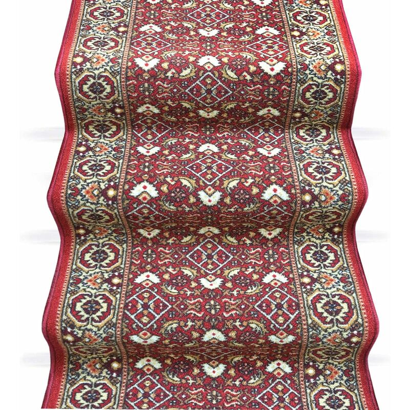Emmevi Mv S.p.a. - Coureur D'escalier Bordé Couloir Entrée Tapis Cuisine Bordeaux Marches Pas - 67x900 cm