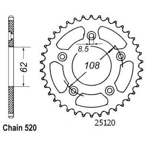 Couronne 125 Mito 1990-1992 Plane 600 River 1995-1998 - 520 - 43 Dents - Similaire JTR701