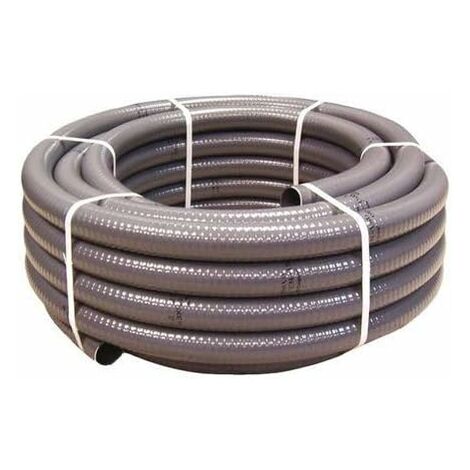 Couronne 25m Tuyau Gris Piscine PVC Pression Souple Semi-Rigide à coller diamètre 50mm extérieur
