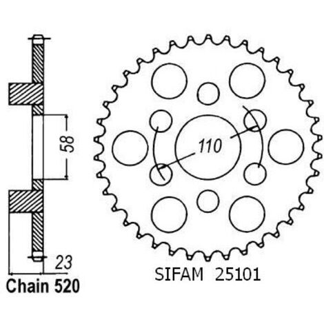 Couronne Acier - 520 - 40 Dents - Made in Germany