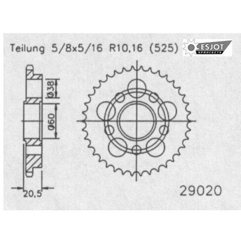 Couronne Acier - 525 - 44 Dents - Made in Germany