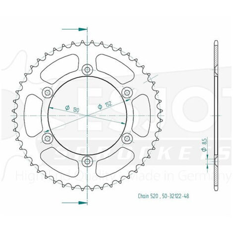 Couronne Acier Aprilia - 520 - 48 Dents - Similaire JTR706 - Made in Germany