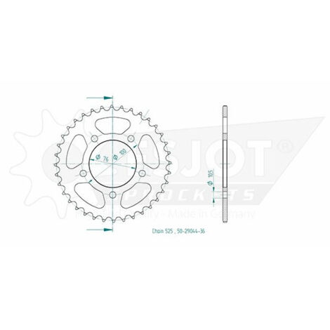 Couronne Acier Benelli - 525 - 36 Dents - Made in Germany