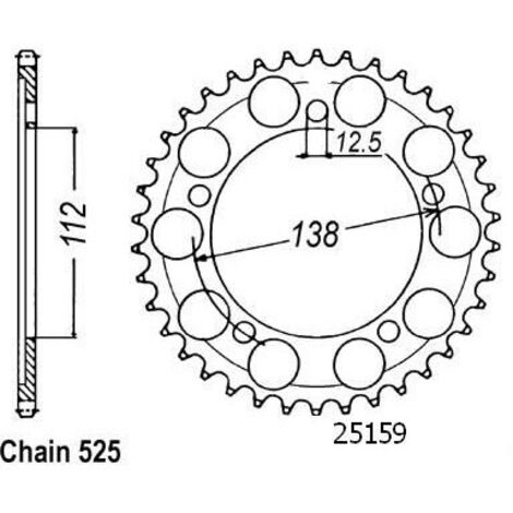 Couronne Acier Honda - 525 - 41 Dents - Similaire JTR1304 - Made in Germany