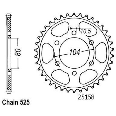 Couronne Acier Kawasaki - 525 - 40 Dents - Similaire JTR1489 - Made in Germany