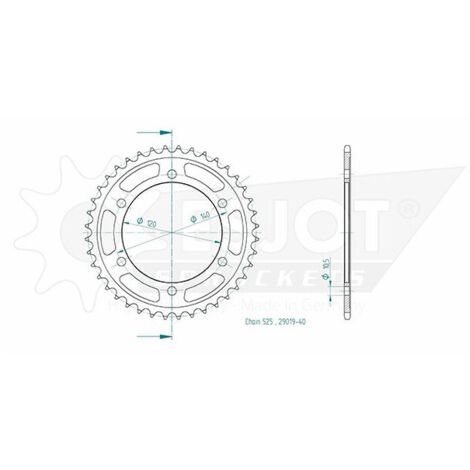 Couronne Acier Kawasaki - 525 - 40 Dents - Similaire JTR498 - Made in Germany