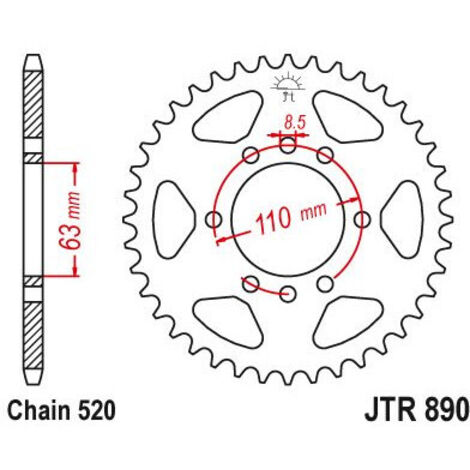 Couronne Acier KTM - 520 - 45 Dents - Similaire JTR890 - Made in Germany