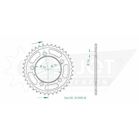 Couronne Acier KTM - 525 - 38 Dents - Similaire JTR898 - Made in Germany