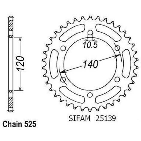 Couronne Acier Suzuki - 525 - 45 Dents - Similaire JTR498 - Made in Germany