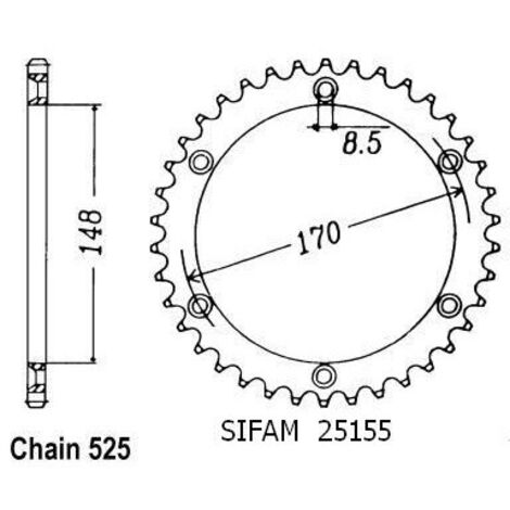 Couronne Acier Suzuki - 525 - 47 Dents - Similaire JTR1821 - Made in Germany