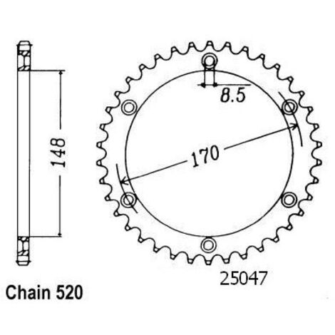 Couronne Acier TT Suzuki - 520 - 42 Dents - Similaire JTR828 - Made in Germany