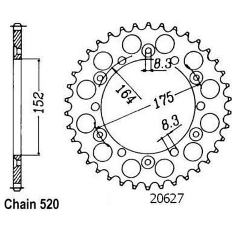 Couronne Acier TT Yamaha - 520 - 40 Dents - Similaire JTR853 - Made in Germany