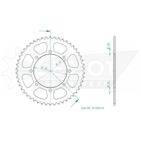 Couronne Acier TT Yamaha - 520 - 50 Dents - Made in Germany