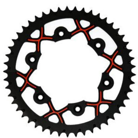 Couronne Alu Ktm X Wing Ergal-Anti Boue Noire/Orange - 520 - 49 Dents - Similaire JTA897
