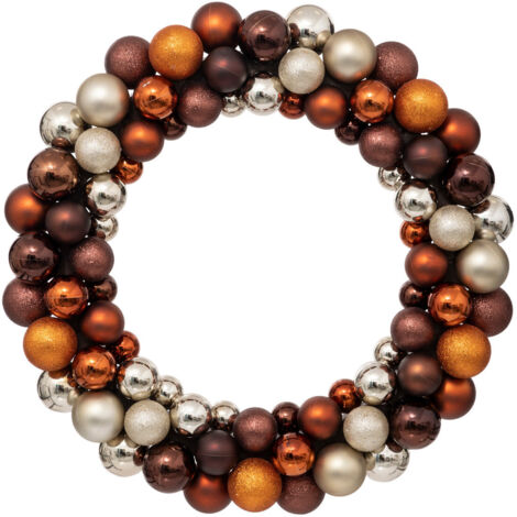 Couronne Boules de Noël Marron Orange D 55 cm - Feeric Christmas