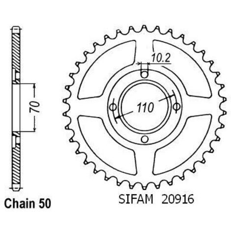 Couronne Cb 250 Twin/N 1978-1982 - 530 - 41 Dents - Similaire JTR246