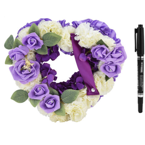 Couronne Cœur Artificielle pour Mariage, Décoration Florale Fausse pour Cérémonie Anniversaire Fête Violette