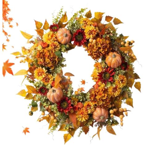 Couronne d'automne - Décoration Porte Entrée Extérieure Automne -