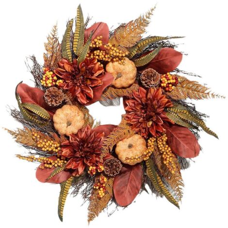 Couronne d'automne pour porte d'entrée, guirlande de plantes artificielles pour extérieur (voir photo)
