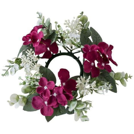 Couronne de bougies de mariage, plantes artificielles rouge vin--