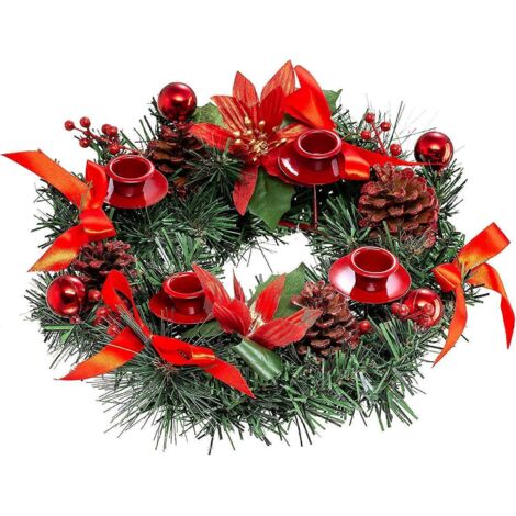 Couronne de bougies pour Halloween, 33 cm, aiguilles de pin artificielles, guirlande festive, rotin