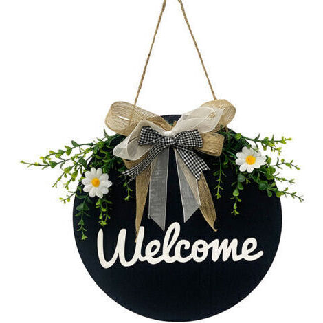 Couronne de décoration suspendue de bienvenue, porte d'entrée, couronne de bonjour, pièces de vacances, ferme rustique