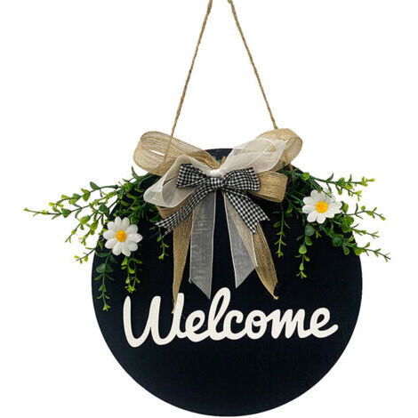 Couronne de décoration suspendue de bienvenue, porte d'entrée, couronne de bonjour, pièces de vacances, ferme rustique