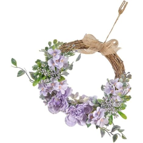 Couronne de Fleurs en Soie à Suspendre pour Porte D'entrée Décoration en Rotin pour La Saint-Valentin pour Salon à Coucher Bureau
