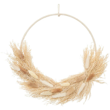 Couronne de Fleurs Séchées "Murale" 34cm Beige