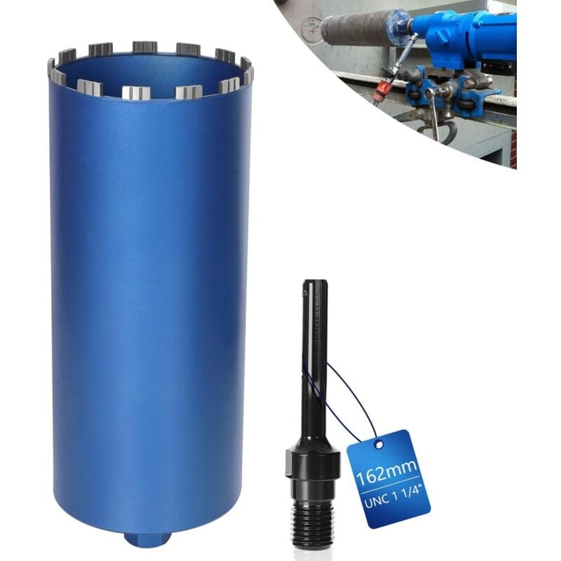 Xiiw - Couronne de forage diamantée avec segment turbo, ø 162 mm et adaptateur sds Max, foret avec emmanchement 1 1/4' Et longueur totale de 460 mm