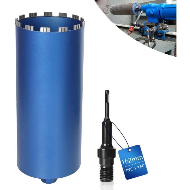 Xiiw - Couronne de forage diamantée avec segment turbo, ø 162 mm et adaptateur sds Plus, foret avec emmanchement 1 1/4' Et longueur totale de 460 mm