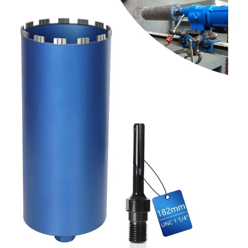 Xiiw - Couronne de forage diamantée avec segment turbo, ø 182 mm et adaptateur sds Max, foret avec emmanchement 1 1/4' Et longueur totale de 460 mm