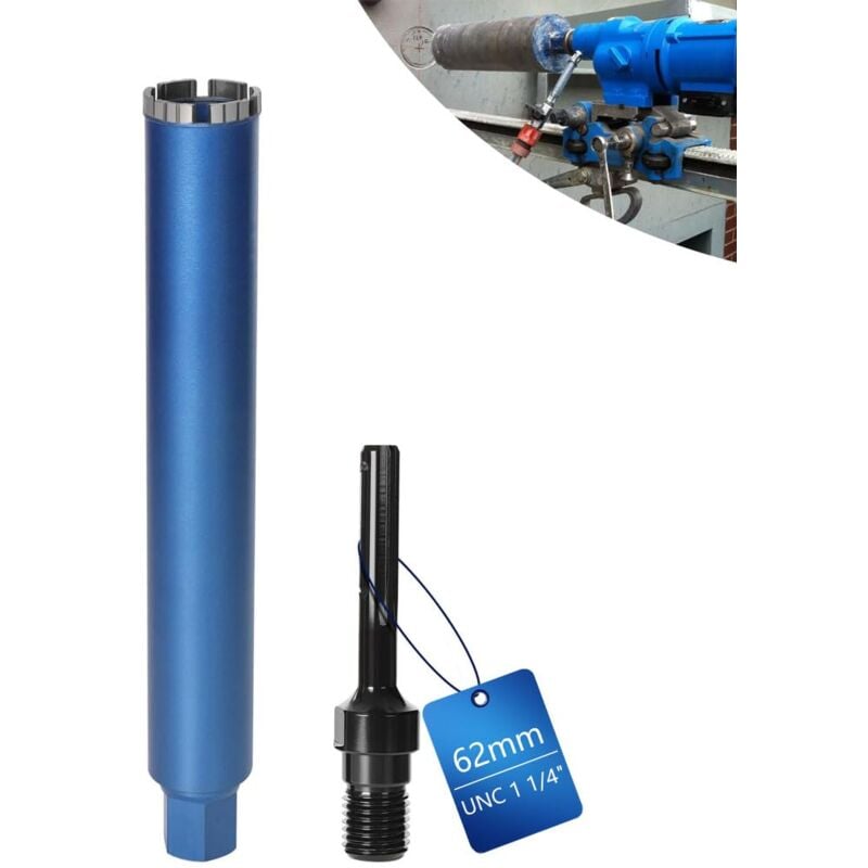 Xiiw - Couronne de forage diamantée avec segment turbo, ø 62 mm et adaptateur sds Max, foret avec emmanchement 1 1/4' Et longueur totale de 460 mm