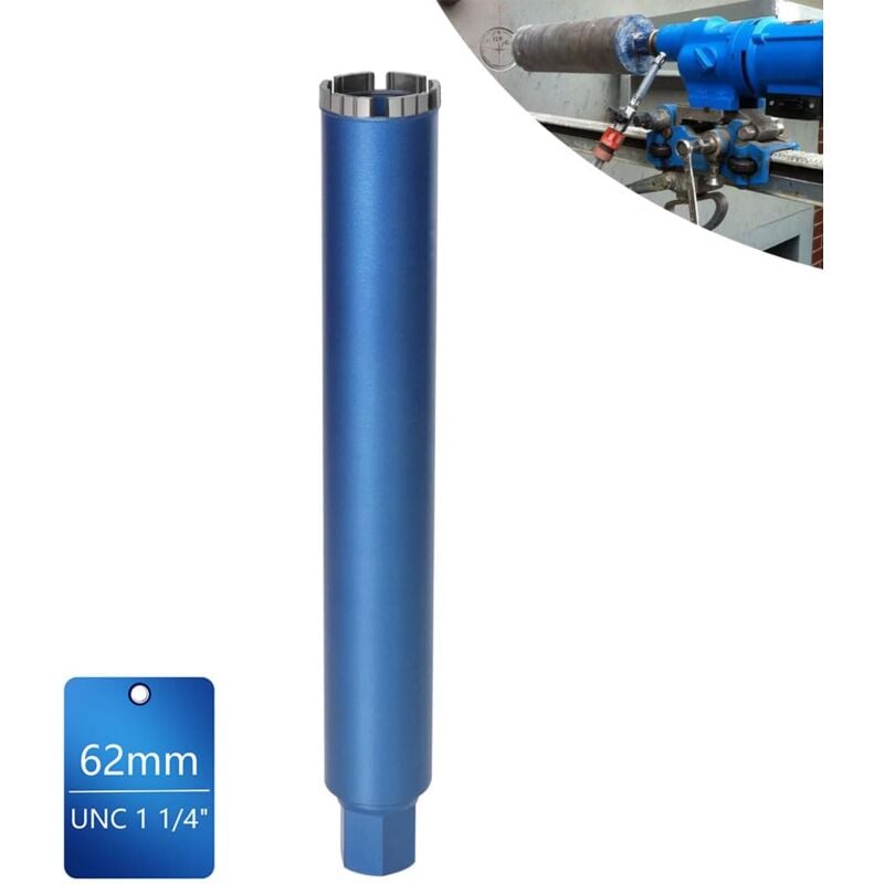 Xiiw - Couronne de forage diamantée avec segment turbo, ø 62 mm, foret avec emmanchement 1 1/4' Et longueur totale de 460 mm