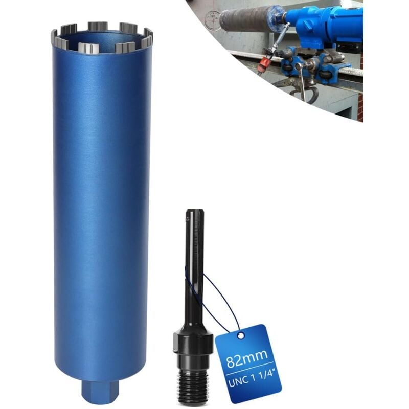 Xiiw - Couronne de forage diamantée avec segment turbo, ø 82 mm et adaptateur sds Max, foret avec emmanchement 1 1/4' Et longueur totale de 460 mm