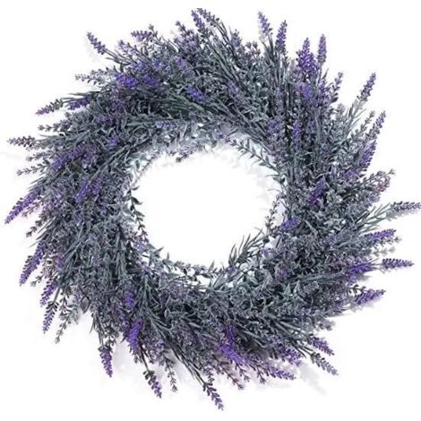 Couronne De Lavande Artificielle, Plante Décorative Résistante Aux UV – Ne Décolore Pas – Diamètre 45 Cm – Idéale Pour Décoration Murale Champêtre, Mariage, Fête, Maison
