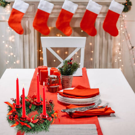 Couronne de l'Avent en Sapin avec Porte-Bougies et Ruban Décoratif pour Noël
