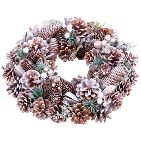 Couronne de l'Avent synthétique décoration Noël Pommes de pin - 35cm