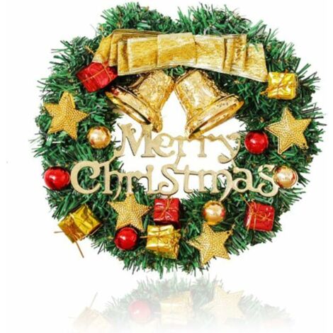 Couronne de Noël 1 pièce,Couronne de porte de Noël Couronne de décoration de Noël,Guirlande de Noël avec cloches,Guirlande de Noël artificielle pour la décoration,30 cm (couleur) GROOFOO