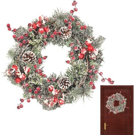 Couronne de Noël artificielle 39,9 cm Baies rouges pommes de
