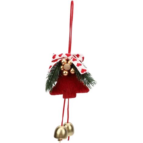 Couronne de noël avec pendentif cloche, ornement d'arbre suspendu, Mini décoration pour bricolage de fenêtre, cœur intérieur et extérieur